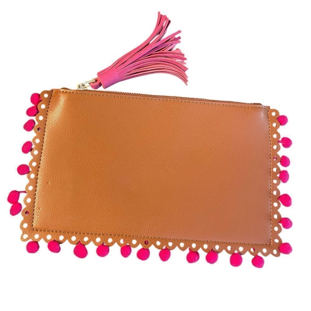 Shiraleah Zippered Clutch Pom Poms Tassel